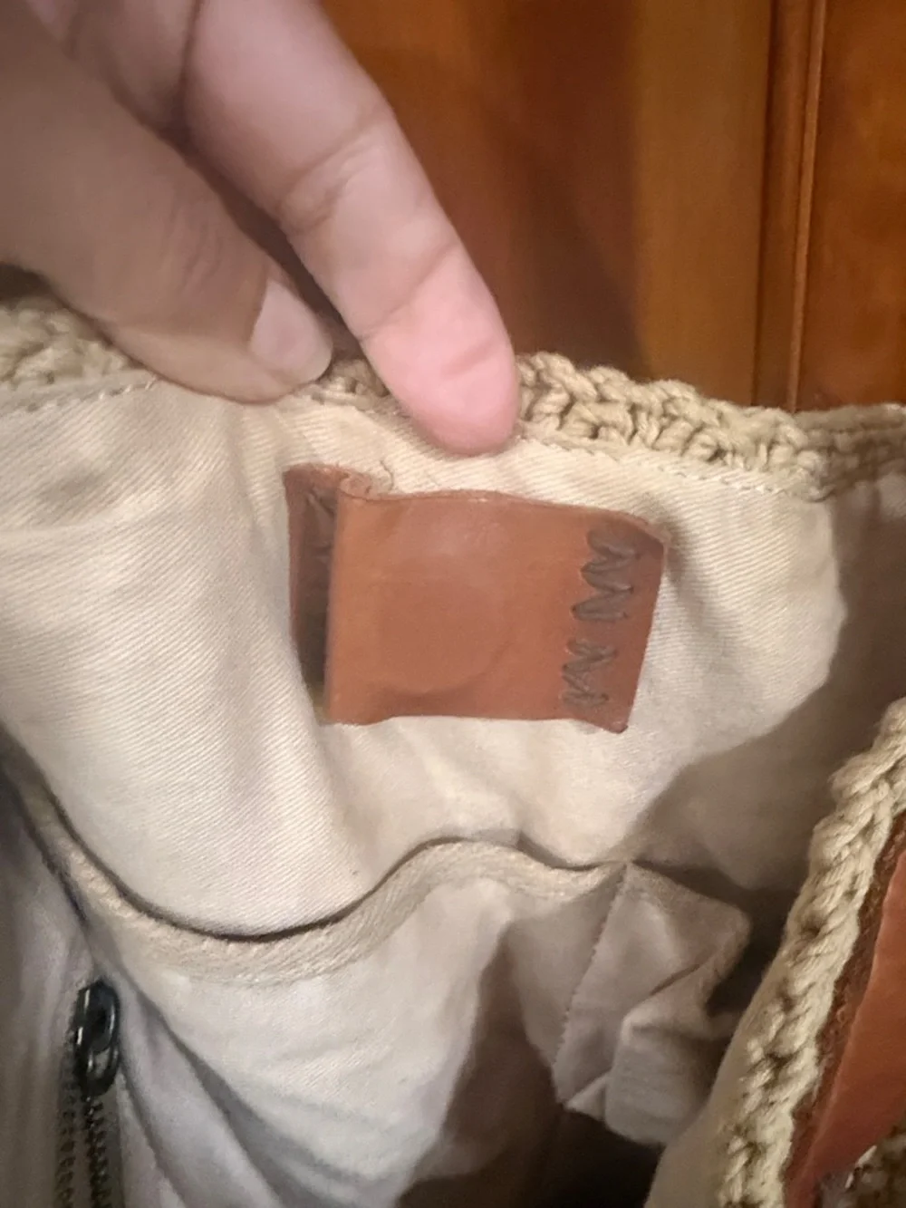 Lucky Brand Beige Woven Hobo with Brown Leather Trim - Picture 6 of 6